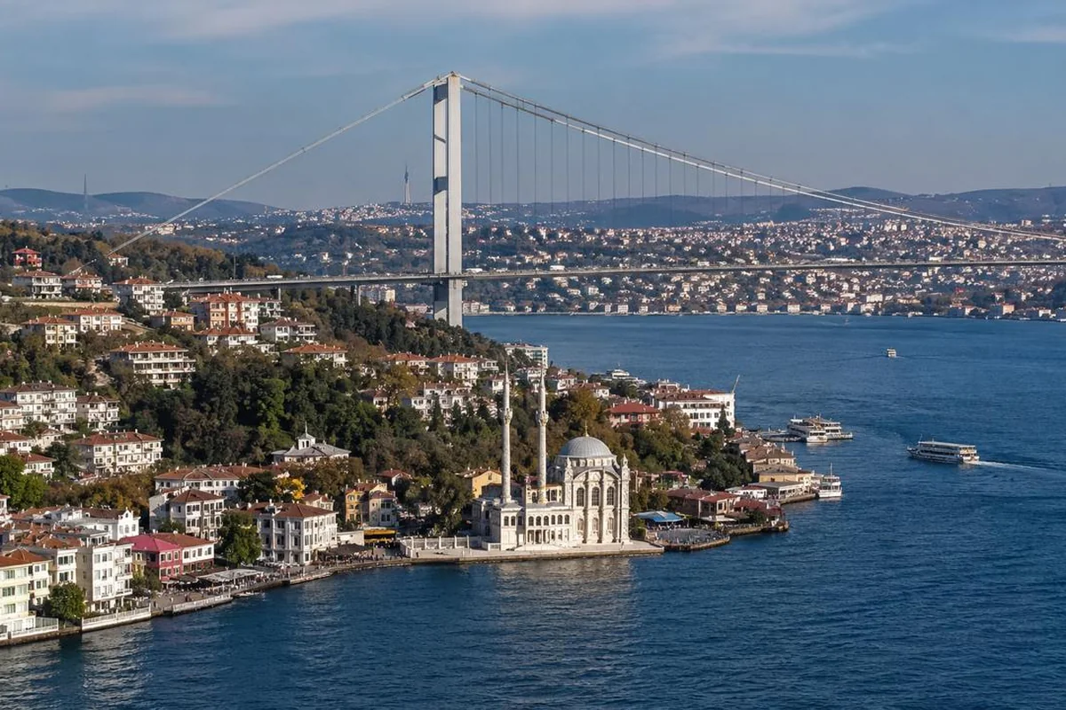 Ortaköy Mosque, the shoreline and the Bosphorus Bridge — the Ortaköy Bosphorus line